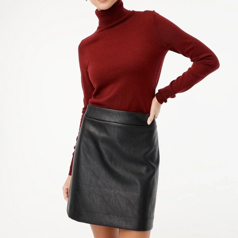 J. CREW 17” Black Faux Leather Mini Skirt
